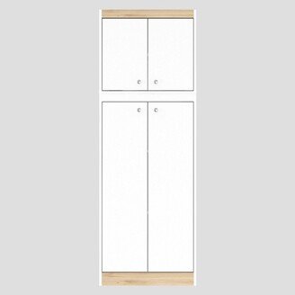 4 Doors Kitchen Storage Cabinet White/Oak