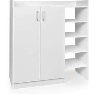 Freestanding Shoe Cabinet with 3-Postition Adjustable Shelves-White - 32.5