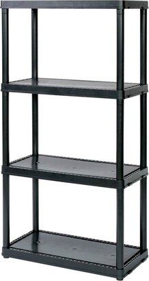 4-Shelf Resin Indoor Garage Storage Organizer Shelves, Black