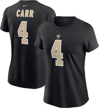 Women's Derek Carr Black New Orleans Saints Player Name and Number T-shirt