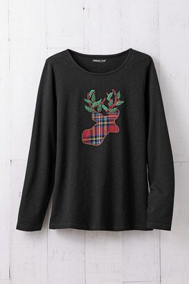 Women's Merry Reindeer T-Shirt - Black Multi - PS - Petite Size
