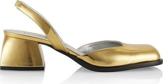 Bulla Jones 45MM Metallic Leather Slingback Pumps