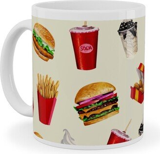 Mugs: Fast Food Burgers Fries And Sundaes - Multicolor Ceramic Mug, White, 11Oz, Multicolor