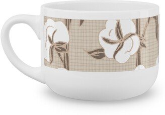 Mugs: Cotton Stalk Stripe - Brown Latte Mug, White, 25Oz, Beige