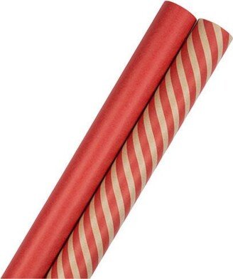 Jam Paper Gift Wrap - Stripes Solids Combo Wrapping Paper - 50 Square Foot Total - 2 Per Pack