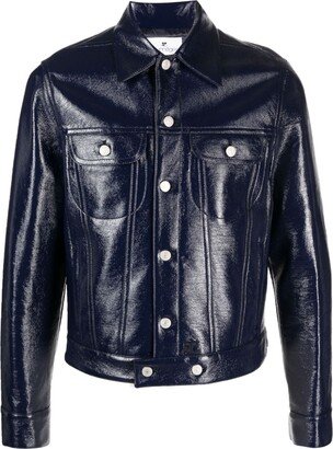 Button-Up Faux-Leather Jacket-AA