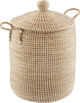 Round Tapered Seagrass Hamper White