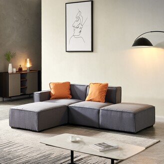 Calnod Convertible Modular Sectional Sofa with Reversible Ottoman & 2 Pillows