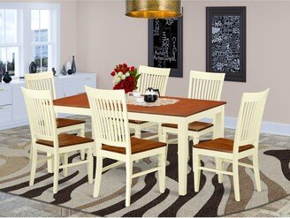 Kitchen Table Set - a Kitchen Table and Wood Seat Dining Chairs