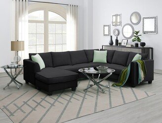 Aoolive L-Shaped Sectional Sofa Set, Sectional Sofa for 7with Ottoma