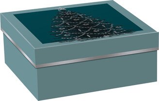 Large Square 2-Piece Gift Box Blue Tree