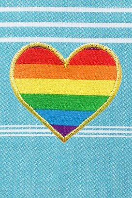 100% Turkish Cotton Lucky Cheerful Rainbow Heart Pestemal Beach Towel - Turquoise