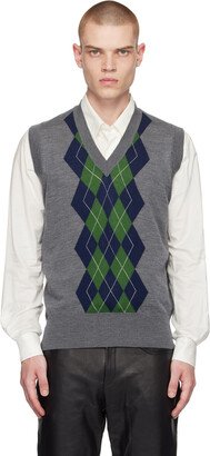 Gray Argyle Vest