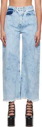 Blue Wide-Leg Boyfriend Jeans