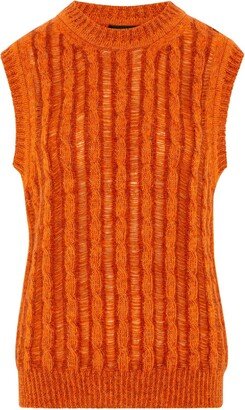 Mohair blend cable knit vest