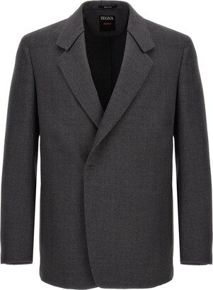 Concealed Fastened Straight Hem Blazer