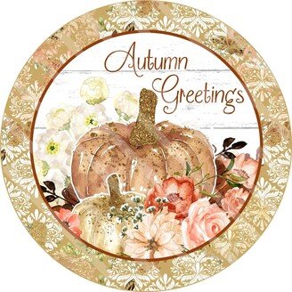 Autumn Greetings Sign - Fall Wreath Metal
