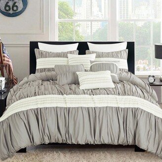 Shatex Luxury 7 Piece Bedding Comforter Set, Gray