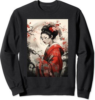 Japanese Cherry Blossom Aesthetic Designs Japanese Art Japan Asian Woman Graphic Aesthetic Sweatshirt