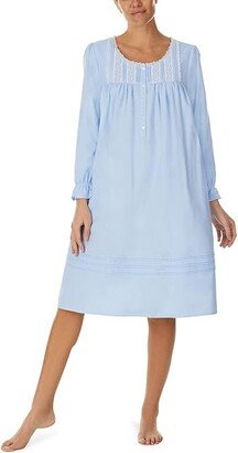 Long Sleeve Flannel Waltz Gown (Blue) Women's Pajama