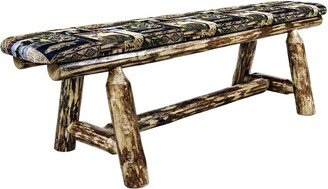 Glacier Country Collection Plank Style Bench with Woodland Upholstery