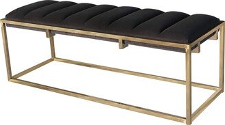 Coaster Furniture Channel Tufted Upholstered Dark Grey and Gold Bench 914111