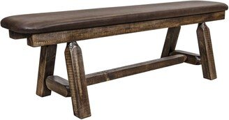 Homestead Collection Plank Style Bench with Saddle Upholstery