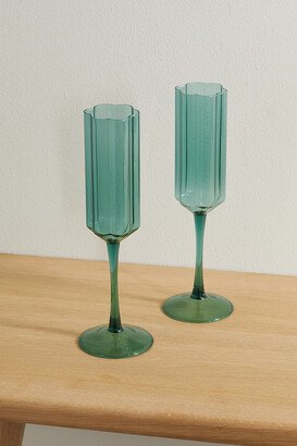 Fazeek - Wave Set Of Two Flute Glasses - Blue