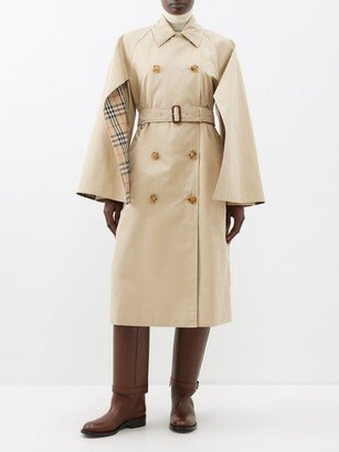 Cape-sleeve Cotton-gabardine Trench Coat