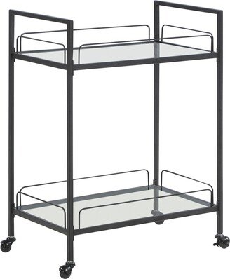 Serving Cart with Glass Shelves - Clear, Black