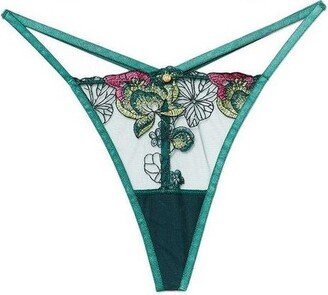 Adore Me Women' Delilah G-String Panty M / Lotu Pond Embroidery C07 .