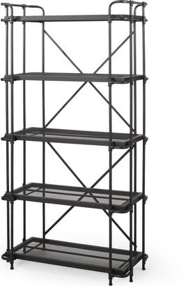 Blackfoot Industrial 5-Shelf Iron Mesh Bookcase