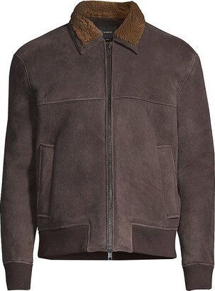 Shearling-Lined Suede Bomber Jacket