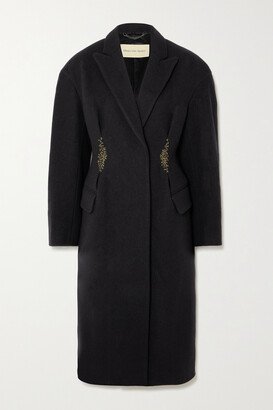 Ravis Embellished Wool Coat - Black