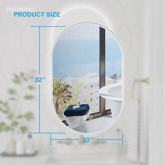 Loftland LED Oval Frameless Bathroom Backlit Vanity Mirror with Anti-Fog and Dimmable in Silver