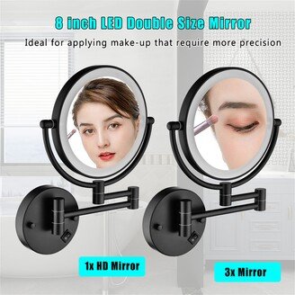 8 Inch LED Bathroom Mirror Wall Mount Two-Sided Magnifying Makeup Vanity Mirror 360 Degree Rotation Waterproof Button. - 8''