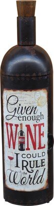 Eclectic 5 Feet Tall Wine Bottle Shaped Cabinet | Unique Distressed Metal Bar Storage Modern Rustic Hand Painted Rack