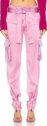 Satin Cargo Pant in Pink