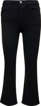 Icon Denim 'pam' Black Five-pockets Flared Jeans In Cotton Blend Denim Woman