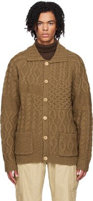 Brown Spread Collar Cardigan