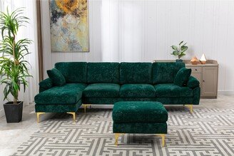 Calnod L-Shaped Living Room Sectional Sofa, Convertible Modular Sofa with Gold Metal Legs-AJ