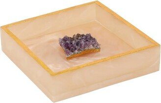 Tiramisu Ivory Resin Napkin Holder with Amethyst Druzy