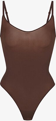 Womens Cocoa Everyday Sculpt Scoop-neck Stretch-jersey Body