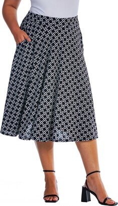 24seven Comfort Apparel Plus Size A-line Pocket Midi Skirt