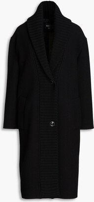 Ribbed-knit brushed-felt wool-blend coat