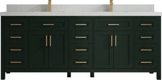 Willow Collections 84 x 22 Cambridge Double Bowl Sink Bathroom Vanity in Dark Green with Countertop