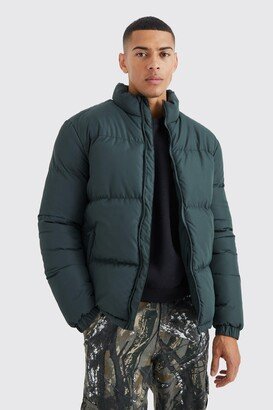 Mens Green Funnel Neck Puffer Jacket