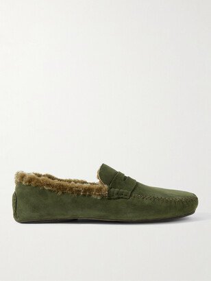 Kensington Shearling-Lined Suede Slippers-AA
