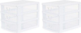 Clear Mini 3 Drawer Desk and Office Organizer for Storing Cosmetics, Arts, Crafts, and Stationery Items, White Finish, 2 Pack