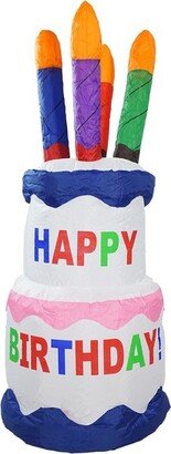 Northlight 4' Inflatable Lighted Happy Birthday Cake Outdoor Decoration